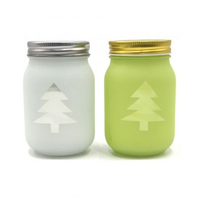 2020 New Frosted Glass Mason Candle Jar with Metal Lid