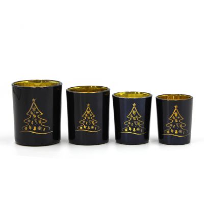 Black Metal Glass Candle Holder Jar Tealight Holder for Christmas