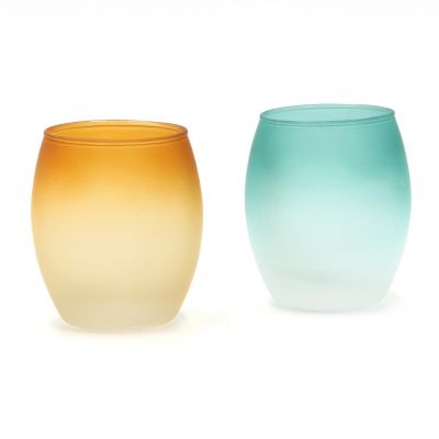 Frosted Colour Glass Candle Holder Jars 
