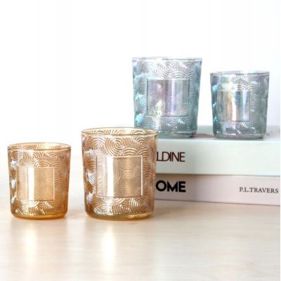 Embossed cheap wholesale glass candle holder for wedding decor 