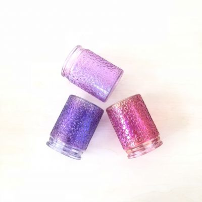  Iridescent pink glass candle jars for wedding decoration 