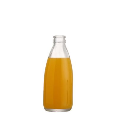 Good Price round shape empty 250 ml Drinking glass milk juice bottle with crown