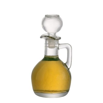 Unique shape small 150 ml clear Cooking Olive oil Empty Glass Bottle With stopper 
