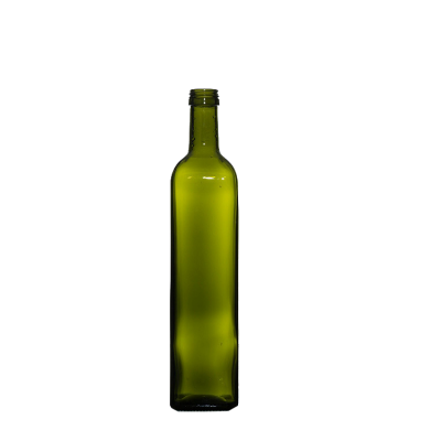 High quality empty square shape dark green olive oil glass container bottles with screw lids for sale