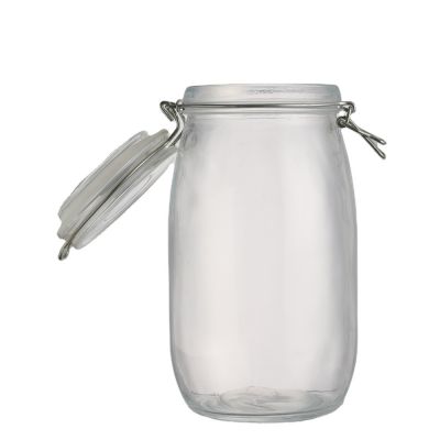 Empty Cheap Price Food Storage 1500 ml Clear Glass Jars Glass With Clip Lid