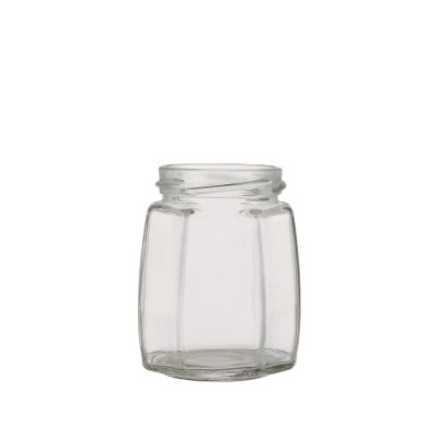 Cheap price hexagon food storage honey empty 180 ml glass jars for canning with lid 