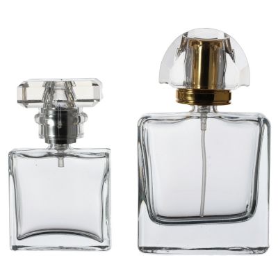 Factory Square 25 ml 50 ml Clear China Empty Frosted Glass Perfume Bottle With Stopper 