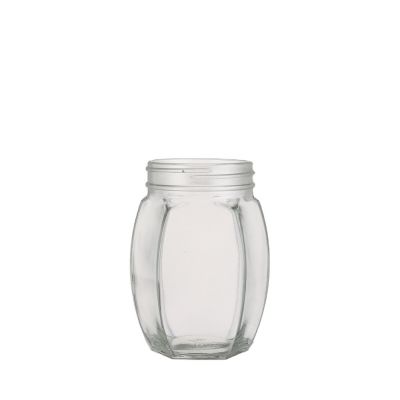 Custom Made Hexagonal 380 ml Glass Honey Glass Mason Jar With Screw Lid