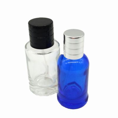 2019 new design 30 ml blue refillable perfume rolled essential oil bottles with customized cap 