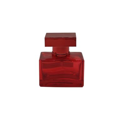 Hot sale red square bottom glass perfume bottle 25ml Mini travel suit 