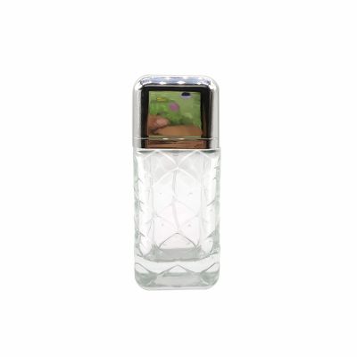 Fish-scale texture transparent glass bottle High-end square perfume bottle
