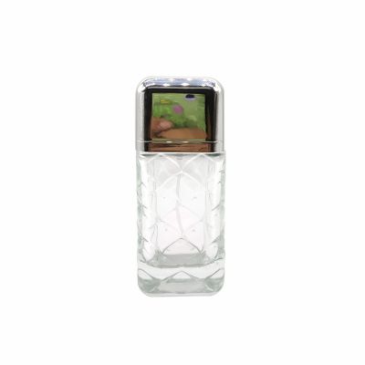 Fish-scale texture transparent glass bottle High-end square perfume bottle