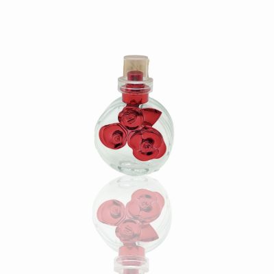 High quality beauty red flower empty refillable perfume glass essential oil bottles