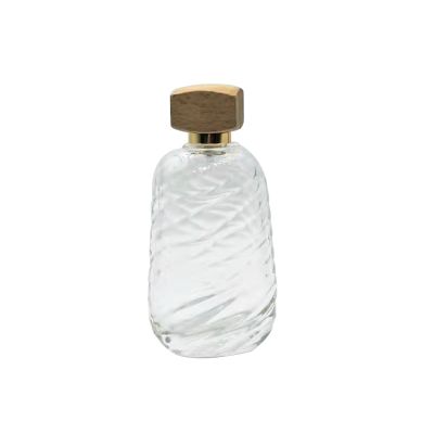 100ml spiral perfume glass bottle wooden spray cover 