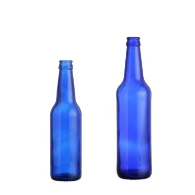 Wholesale stock customized empty cobalt blue color 250ml 330ml 12oz glass beer bottles with lids 