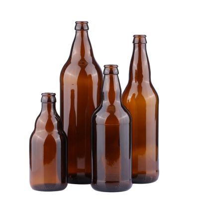 High end best price special design 600 ml 1000 ml amber empty glass beer bottle with crown