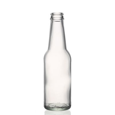 Factory design round shape cheap price 250 ml clear empty glass beer bottle with crown 
