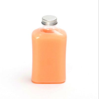 Hot Sale 300ml Empty Transparent Flat Drinking Glass Bottle With Aluminium Cap For Juice Coffee Milk Tea 