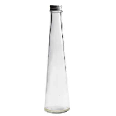 Hot Sale Taper Shaped 250ml 330ml Glass Juice Bottle for Milk Tea 