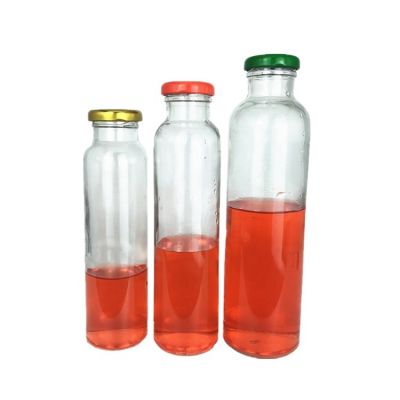 250ml 300ml 500ml Beverage Fresh Milk Juice Mango Juice Custom Round Glass Bottle with metal lid 