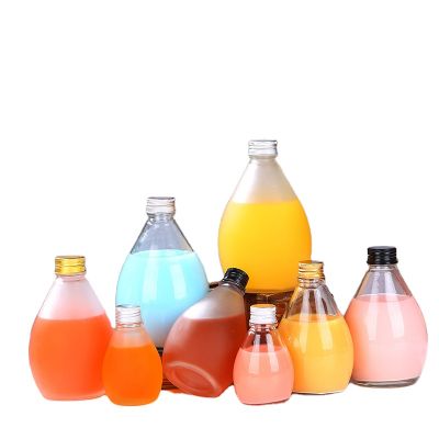 New 100ML 280ML 350ML 500ML Glass Juice Milk Tea Bottle with Lid 