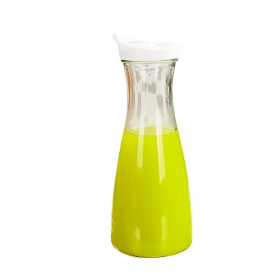 Reusable 1000ml drinking cold water glass bottle with lid 