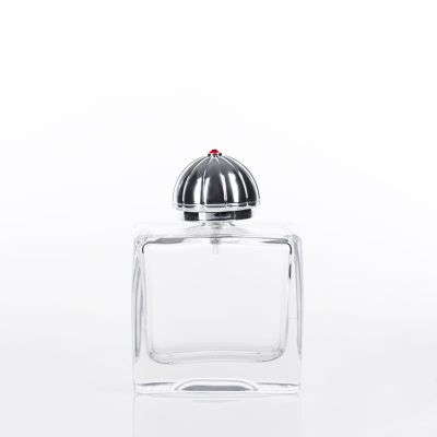 Hotsale manufactory luxury clear 100ml glass perfume bottle with  plastic cap