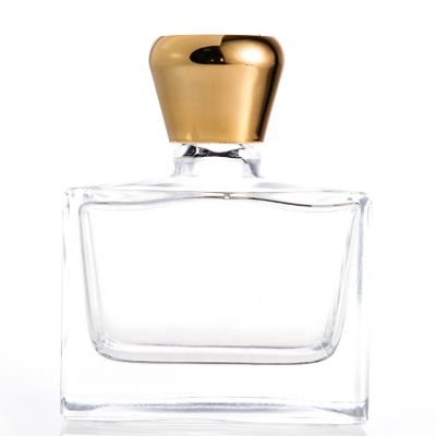 Hot sale customize empty crystal clear glass bottle golden lid spray perfume bottles 