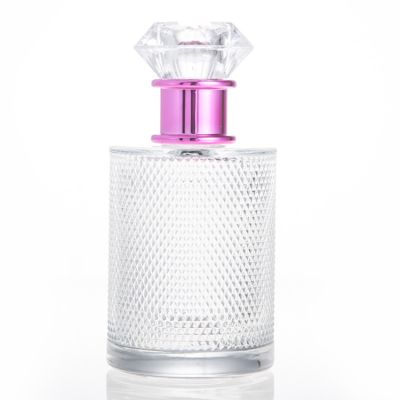 Fancy Engraving Round Shape Glass 120mL Honorable Perfume Bottle Empty Glass Bottle 