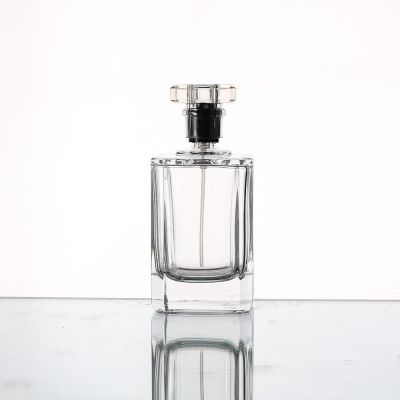 Refillable High Quality 100ml Empty Transparent Square Glass Liquid Essential Oil Spray Bottle Simple Glass Perfume Bottle 