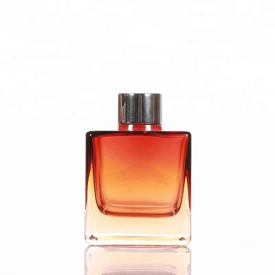 Colored 50ml Square Glass Diffuser Bottle With Aluminum Cap 