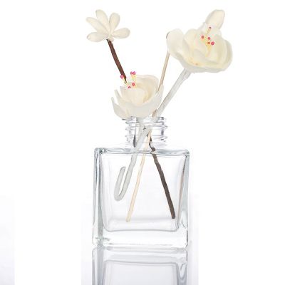 100ml Crystal Empty Square Glass Diffuser Bottle With Black Cap 