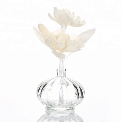 200ml Round Engraving Glass Diffuser Bottle With Reed Flower 