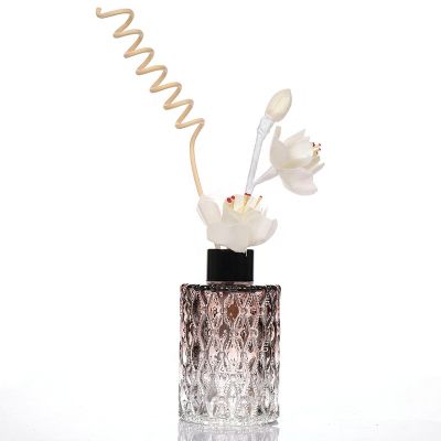 Luxury Cylindrical Aroma Diffuser Glass Bottle 160ml With Gradient Color 