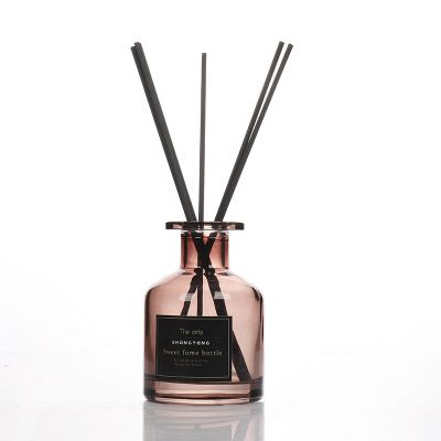 Brown Colored 150ml Round Crimp Mouth Reed Diffuser Glass Bottle For Home Aroma Wholesale 