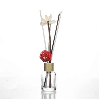 Wholesale 30ml Small Clear Screw Cylinder Glass Diffuser Perfume Bottle Screw Lid 