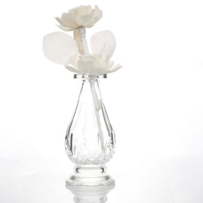 Luxury 250ml Large Engraving Printed Crystal Glass Perfume Diffuser Bottle with Stopper 