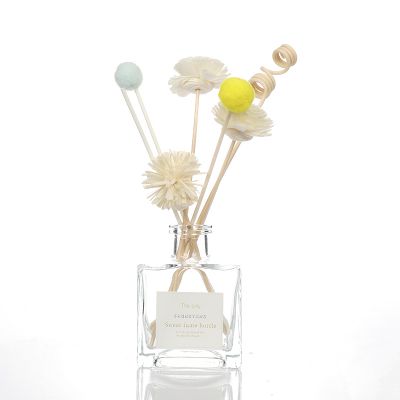 Chinese supplier wholesale 200ml clear custom crystal square perfume diffuser glass bottles 