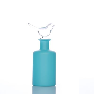 Luxury 8oz Empty Reed Diffuser Bottle 250 ml Round Blue Glass Diffuser Bottle with Stopper 