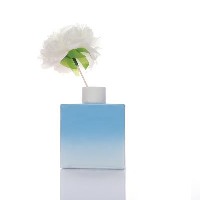 Flat Square Empty Aroma Glass Reed Diffuser Bottle with Rattan Sticks 