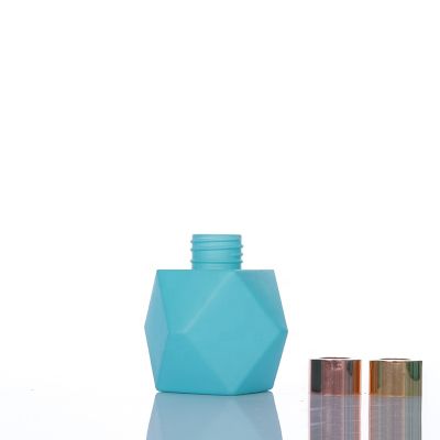 Room Decorative 200ml 7oz Polyhedral Shaped Empty Bottles Blue Glass Perfume Air Diffuser Bottle 