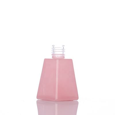 Supply 50ml Empty Unique Shaped Frosted Pink Glass Aroma Oil Reed Diffuser Bottle 