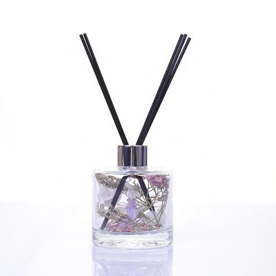 Factory cheap cylindrical 200ml cylindrical glass aroma diffuser bottles with aluminum cap 