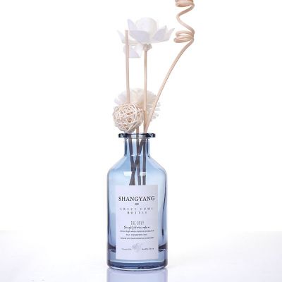 Unique design 200ml round shape spray gray reagent reed diffuser glass bottle