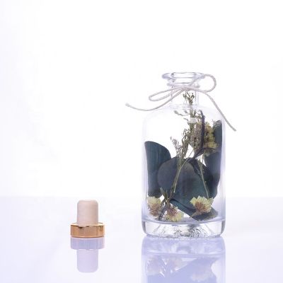 New 320ml Clear Cylindrical Shaped Glass Aromatherapy Reed Diffuser Bottle With Rattan Sticks 