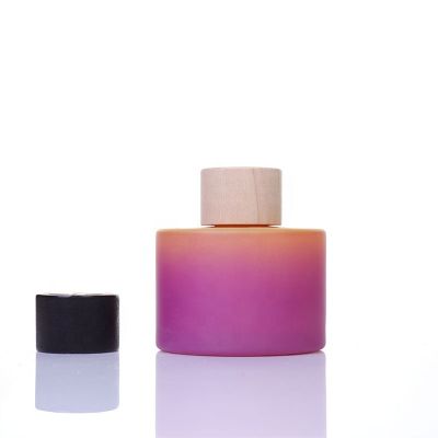 High quality 200ml red yellow gradient cylindrical reed diffuser glass bottle 
