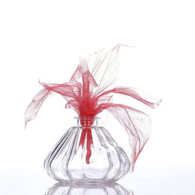 Wholesale large volume 270ml clear pumpkin shape decorative glass bottle reed diffuser bottle 