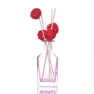 Hot sale empty pink 150ml long square crystal diffuser glass bottle 