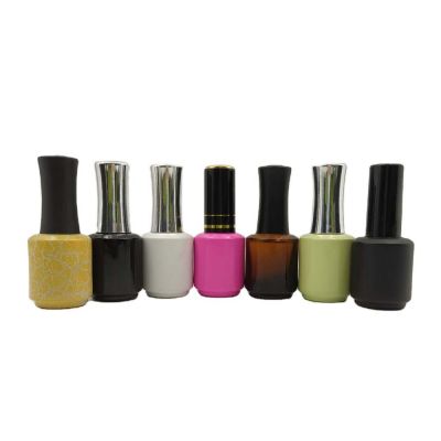 hot sell empty fancy custom uv gel round glass 15ml nail polish bottle 