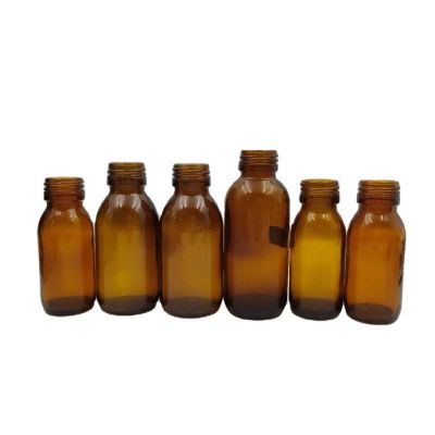 wholesale 30ml 60ml 100ml 125ml 150ml amber glass oral liquid bottle with 28mm cap 